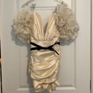 House of CB 'AGATHA' IVORY ORGANZA MINI DRESS